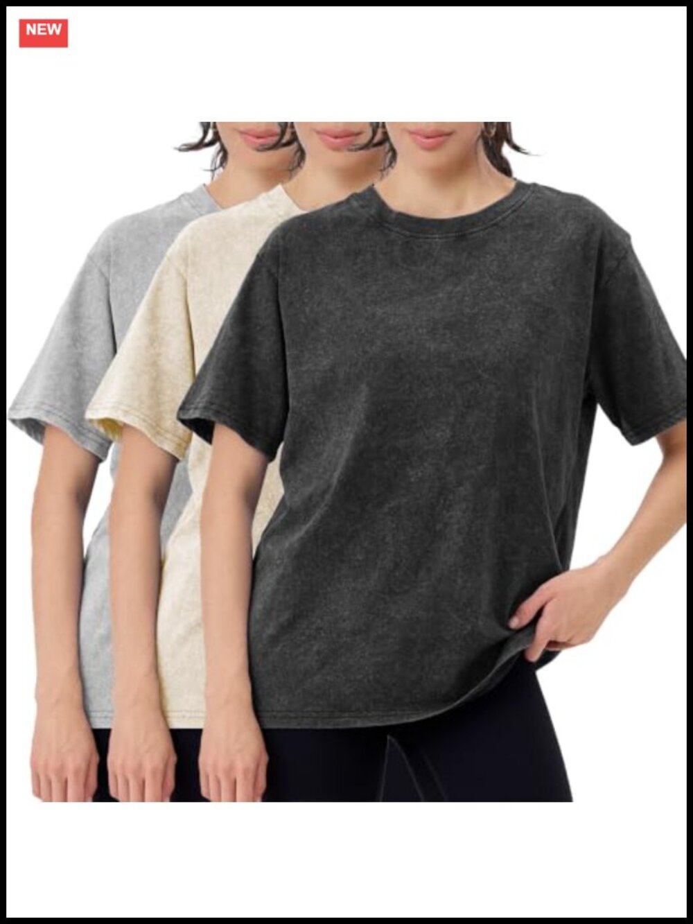 Women's 3 Pack 100% Cotton Oversized Short Sleeve T-Shirts